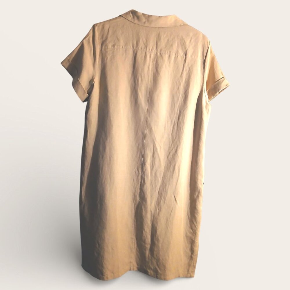 Tommy Hilfiger Tan Safari Shirt Dress belt Short Sleeve Button Up Womens Size XL - Picture 3 of 10